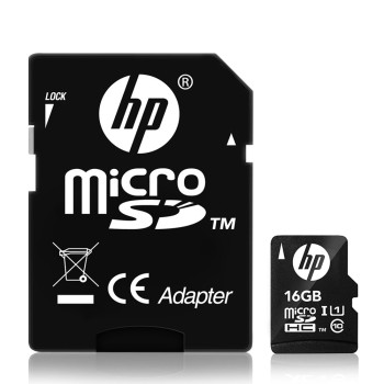 HP MSDCWAU1 16GB MicroSD Memory Card with Adapter U1 (Black)