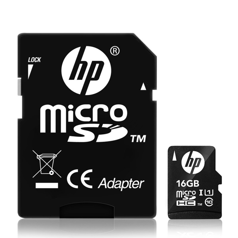 HP MSDCWAU1 16GB MicroSD Memory Card with Adapter U1 (Black)
