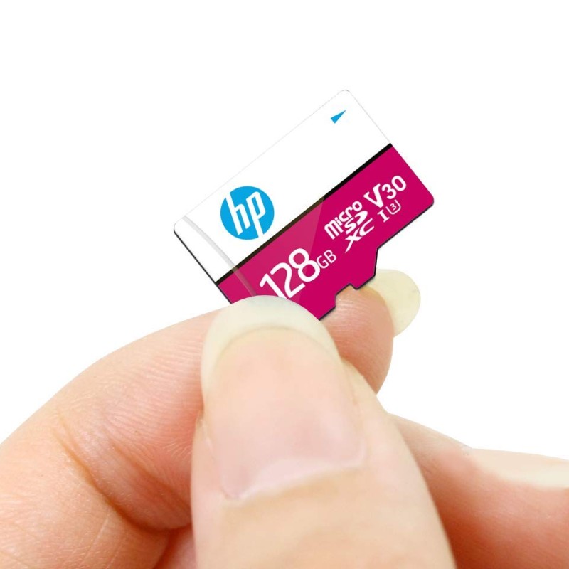 HP Micro SD Card 128GB with Adapter U3 V30, Write Speed 85MB/s & Read Speed 100 MB/s (Pink)