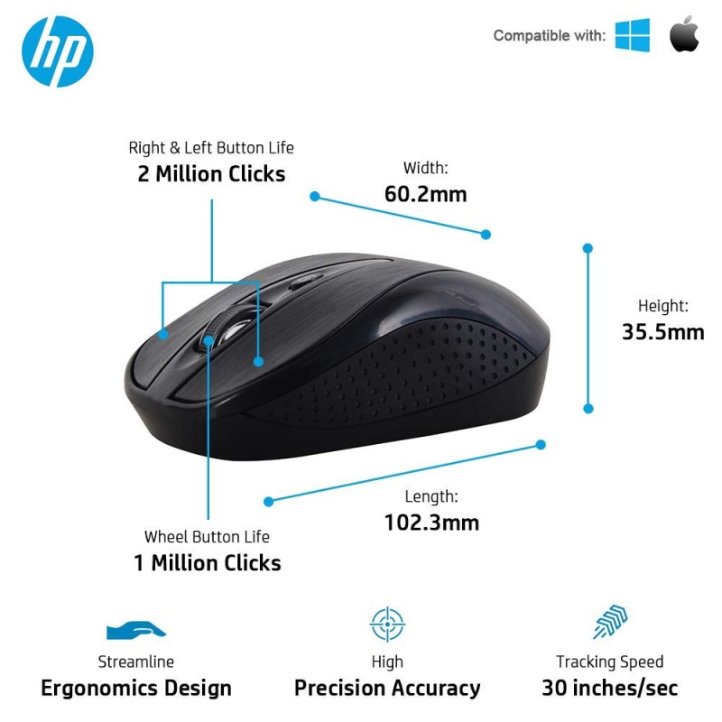 HP Multimedia Slim Wireless Keyboard & Mouse Combo (4SC12PA)