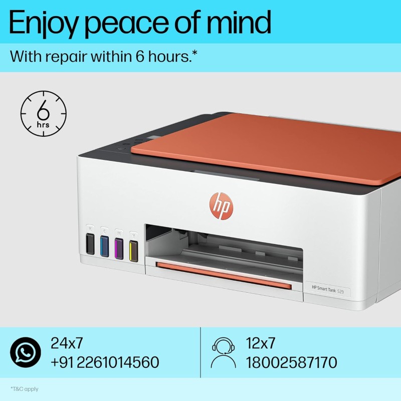 HP Smart Tank 529 All-in-One Colour Printer |Up to 4000 Black & 6000 Colour Prints I Print,Scan & Copy for Home/Office
