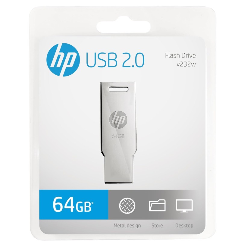 HP V232w USB 2.0 64GB Pen Drive, Silver