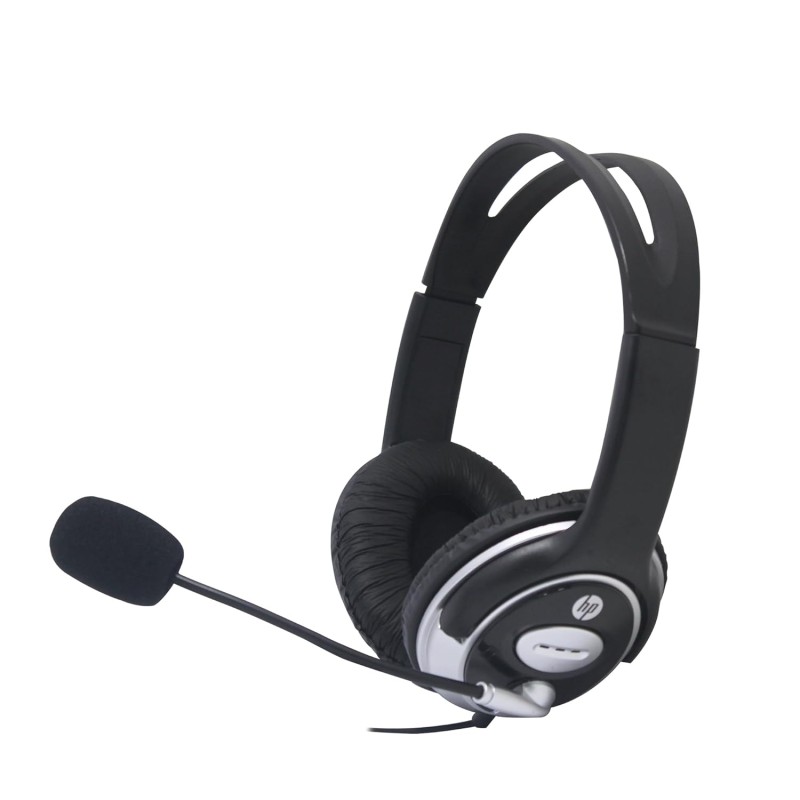 HP Wired On Ear Headphones with Mic with 3.5 Mm Drivers, in-Built Noise Cancelling, Foldable and Adjustable (B4B09PA)