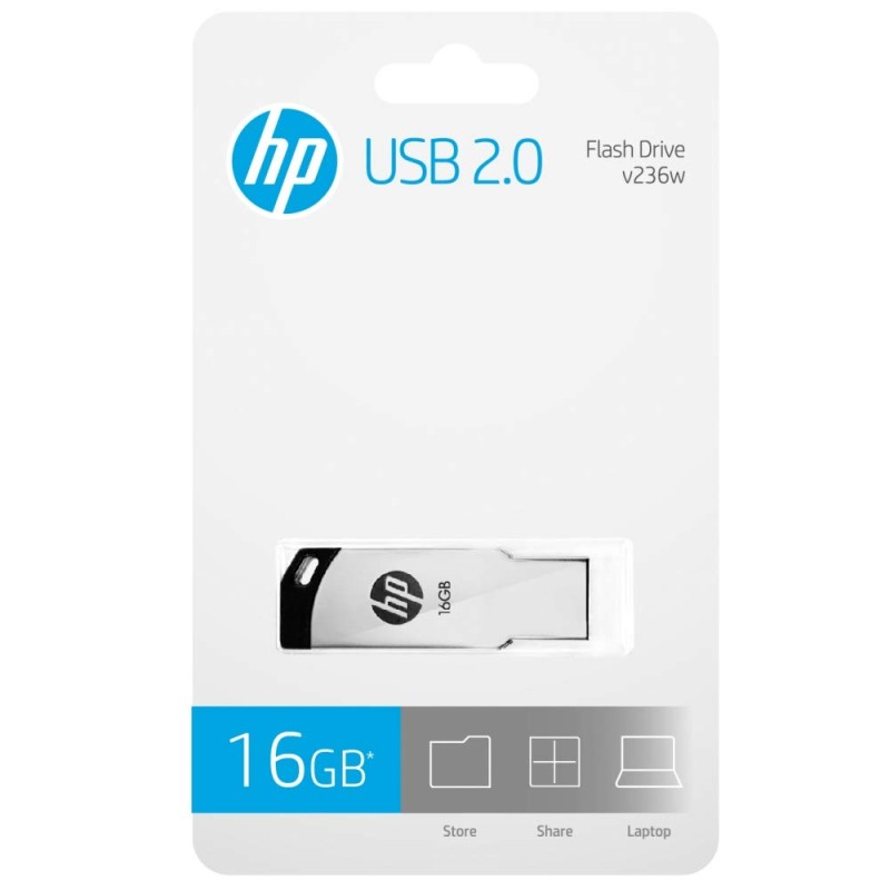 HP v236w 16GB USB 2.0 Pen Drive, Metal Silver