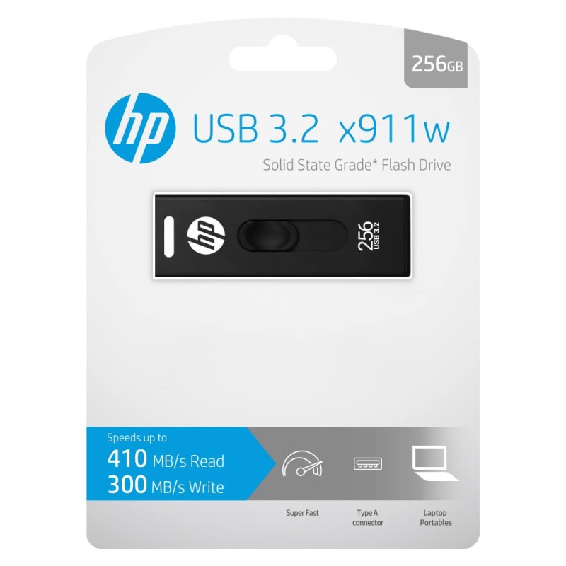 HP x911W USB3.2 SSD Flash Drive 256GB (Read Speed Upto 410 MB/S Write Speed Upto 300 MB/s)