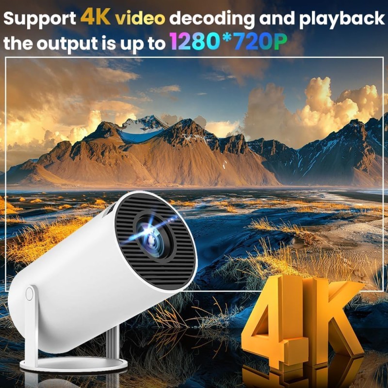 HY300 Freestyle 4500 Im 1080P Android12 WiFi6 BT5.0 4K 2K HD180 Degre Rotation AutoKeystone 1GB/16GB Compatible
