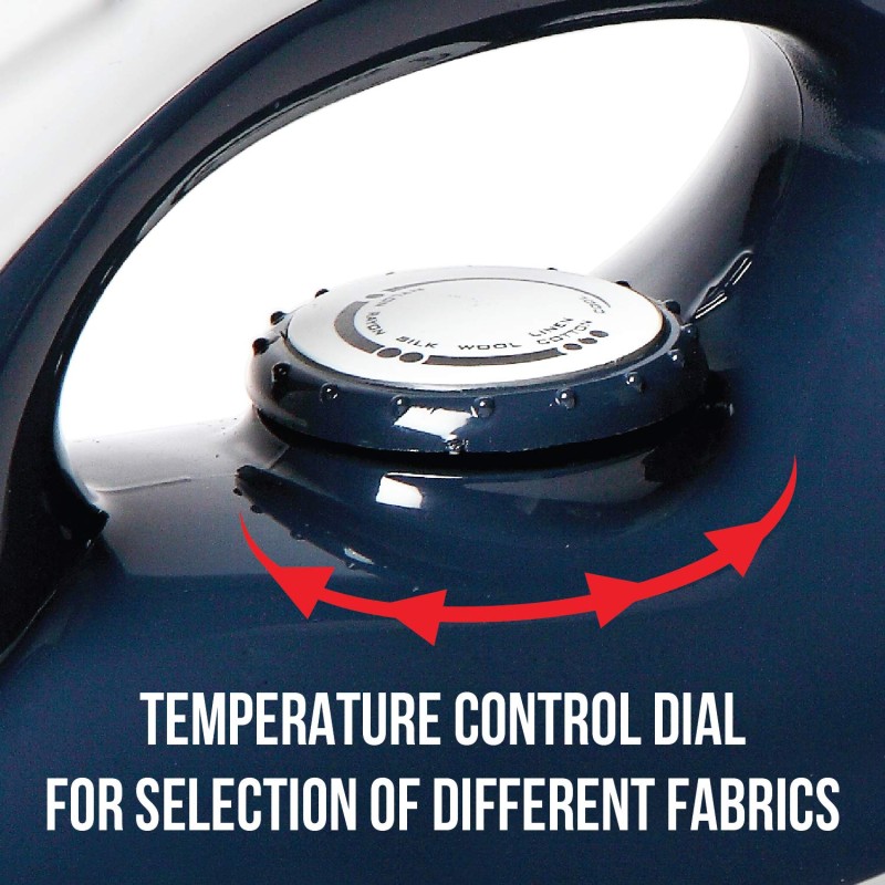 Havells Glydo 1000 watt Dry Iron With American Heritage Non Stick Sole Plate, Aerodynamic Design, Easy Grip Temperature (Charcoal Blue)