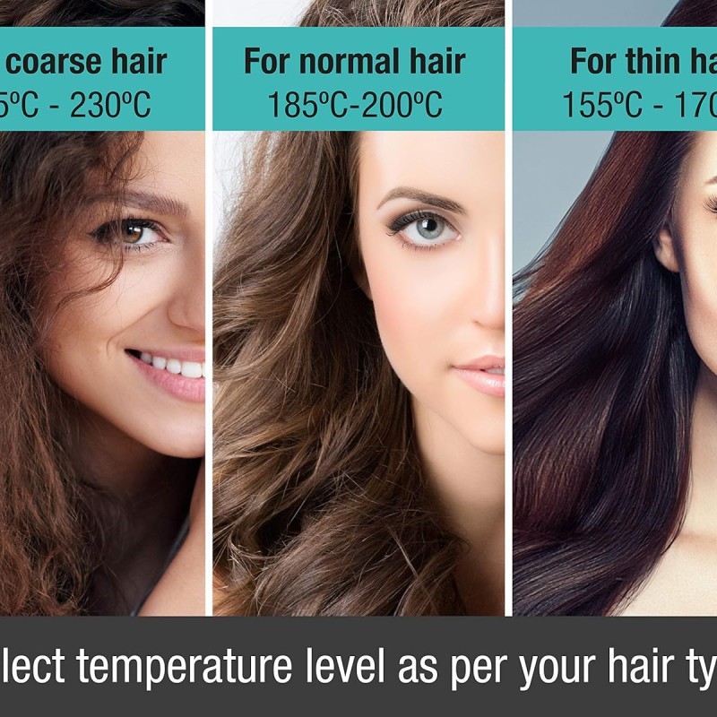 Havells HS4152 Titanium plates professional Hair Straightener; Adjustable temperature with instant heating; For all hair types (Gold)