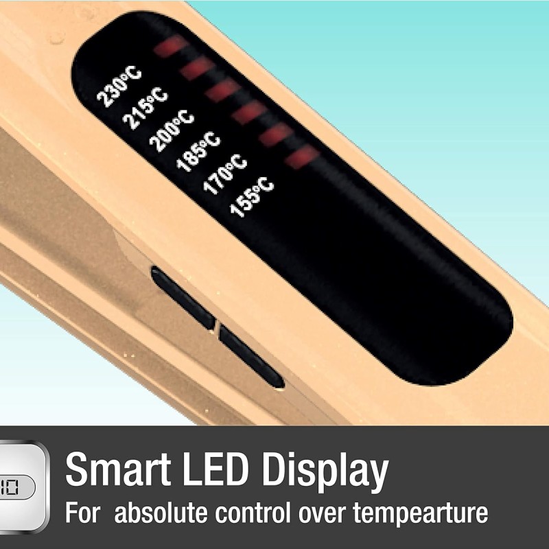 Havells HS4152 Titanium plates professional Hair Straightener; Adjustable temperature with instant heating; For all hair types (Gold)