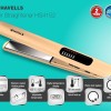 Havells HS4152 Titanium plates professional Hair Straightener; Adjustable temperature with instant heating; For all hair types (Gold)