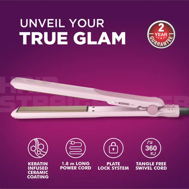 HAVELLS HS3406 HAIR STRAIGHTENER WITH KERA NOURISH Hair Straightener (Pink)