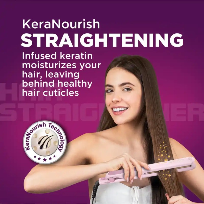 HAVELLS HS3406 HAIR STRAIGHTENER WITH KERA NOURISH Hair Straightener (Pink)
