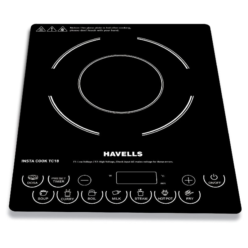 Havells Insta Cook TC 16 Energy Efficent Induction (Electric Stove) | 1600 W Auto Pan Detection Sensor (Black) GHCICDPK160