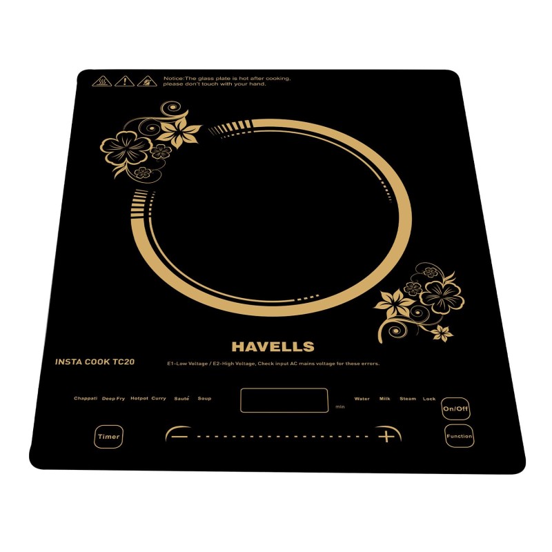 Havells Insta Cook TC 16 Energy Efficent Induction (Electric Stove) | 1600 W Auto Pan Detection Sensor (Black) GHCICDPK160