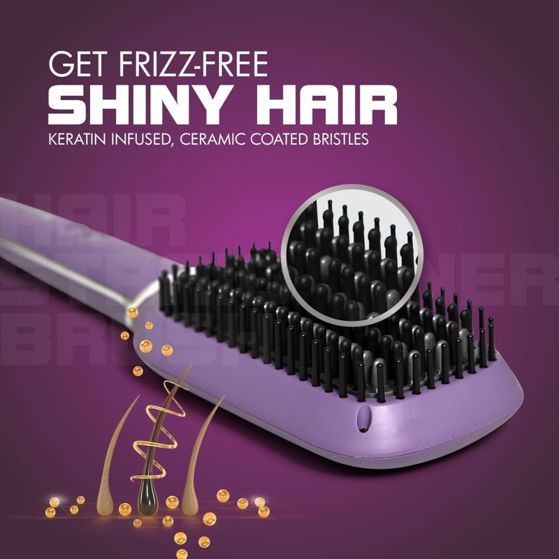 Havells Keratin Infused Hair Straightener Brush With Temperature Control For All Hair Types Hs4201
