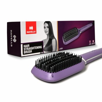 Havells Keratin Infused Hair Straightener Brush With Temperature Control For All Hair Types Hs4201
