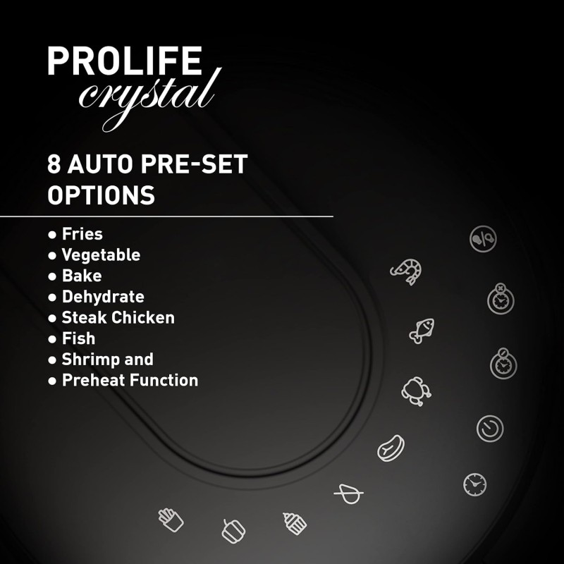 Havells Prolife Crystal Digital Air Fryer 5.5L, 1500W|D 8 Pre-sets| Aerocrisp Technology with 85% Less Oil Cooking