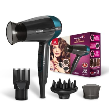 Havells Styling Hair Dryer | Hypersonic Motor | 3 Detachable Attachment| Diffuser, Quill-Style HD4161