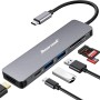 Hiearcool 7 in 1 USB C Hub, MacBook Pro Adapter, 4K HDMI, USB3.0, SD/TF Card Reader, 100W PD, Compatible