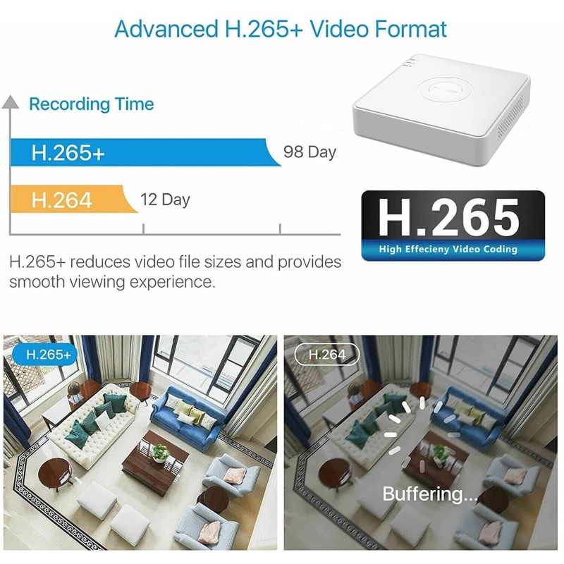 Hikvision DS-7104HGHI-M1/T 4-Channel Turbo HD DVR | 2-Way Audio Support | 1080p Lite Recording | H.265 Pro+ Compression