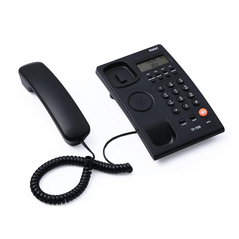 Hola ! TF 700 Speaker Corded Landline Phone with Caller ID (Cli) and Two Way Speakerphone Function Supported by Date/Time Display (Black)