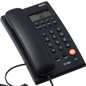 Hola ! TF 700 Speaker Corded Landline Phone with Caller ID (Cli) and Two Way Speakerphone Function Supported by Date/Time Display (Black)