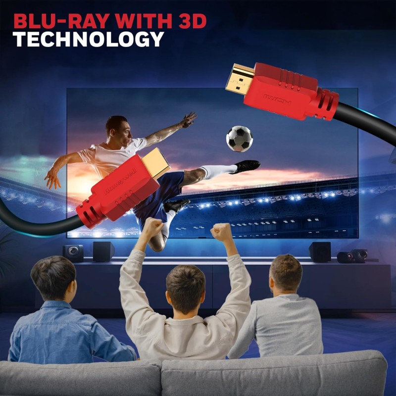 Honeywell HDMI 1.4 Cable with Ethernet (32.8ft/10M) High Speed HDMI Cable 10.2GBPS | Supports 3D /4Kx2K Ultra High Definition Black