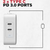 Honeywell Zest Charger GaN 65W, BIS Certified, 2xType C PD 3.0 Ports, Equipped with Switchable Plugs, Ultra-Fast Charging Compatible with iPhone, MacBook Air, iPad Pro, Pixel, Galaxy, Laptops, etc.