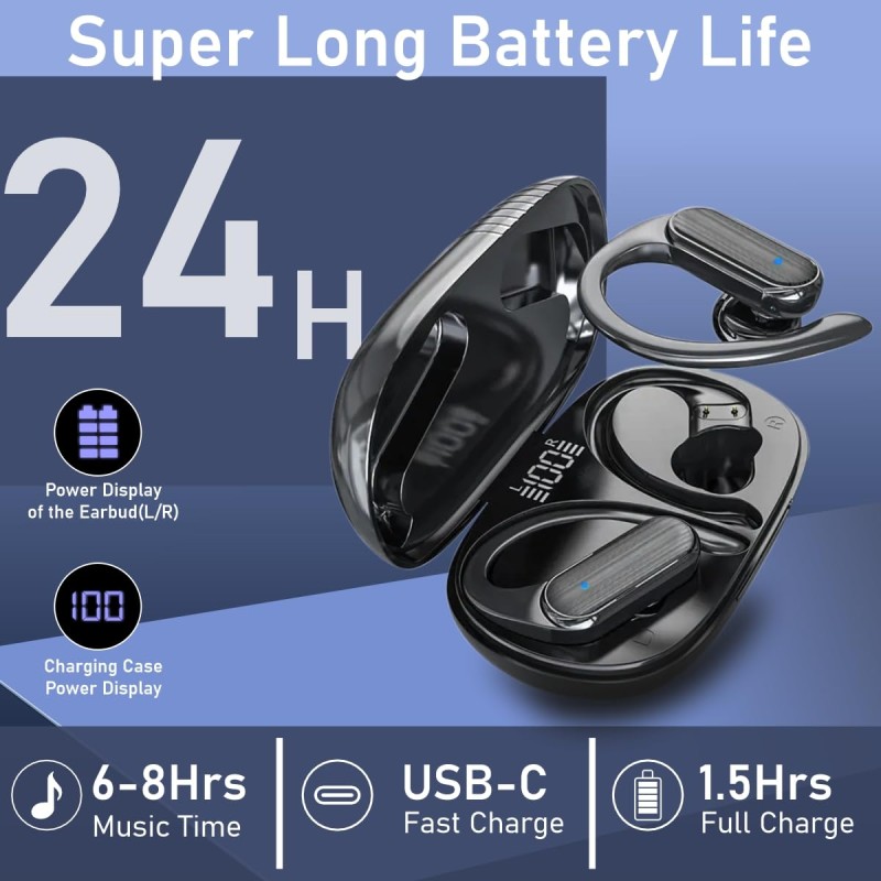 Humble Bluetooth Earbuds with Touch Functionality, 24 Hours Playtime, Noise Cancellation, Touch Controls, Long Battery, (Black)