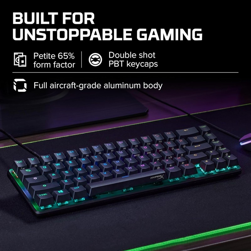 HyperX Alloy Origins 65 Mechanical Gaming Keyboard Aqua Switch - (56R64Aa#Aba), Wired