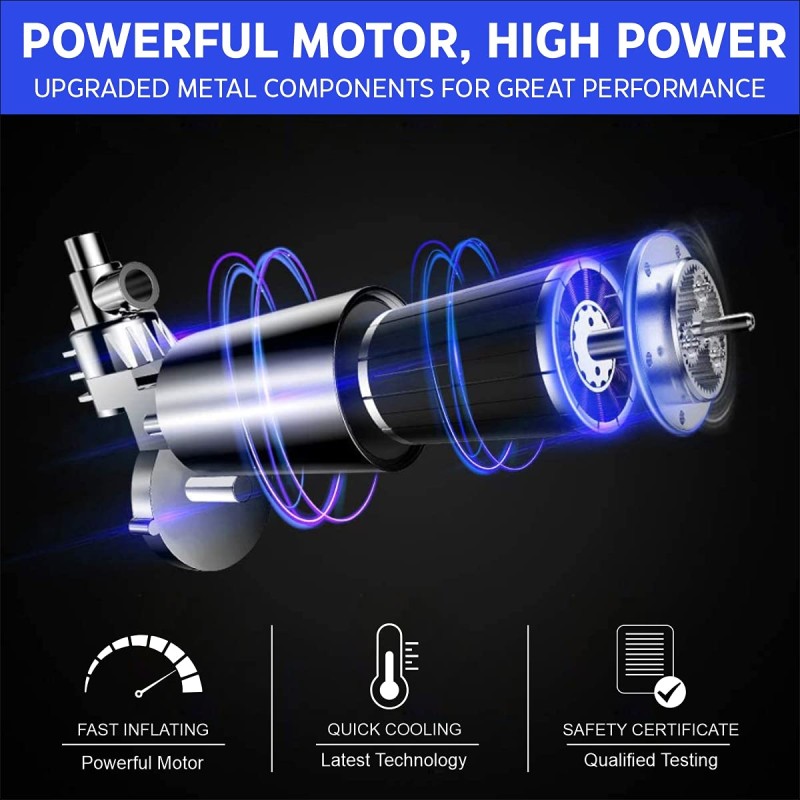 INALSA Tyre Inflator ITC 03 with Digital Display | 12 V DC Portable Tyre Inflator | 150 PSI with 3 Modes of Emergency LED Light | 150 Watt (Black/Blue)