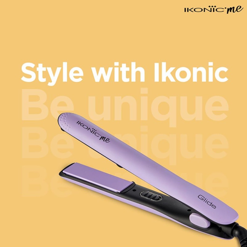 Ikonic Glide Hair Straightener | Ceramic Coated Floating Plates | Quick Heat Up | Switch Light Indicator |Compact Design | Travel Friendly | for All Hair Types, Lilac