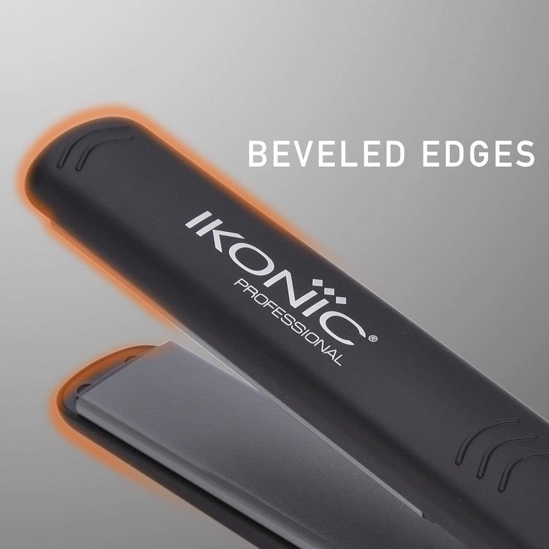 Ikonic Professional Pro Straight Hair Straightener For Women, 1.5 Inch Ceramic Floating Plates, Black