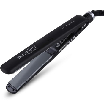 Ikonic Professional Pro Straight Hair Straightener For Women, 1.5 Inch Ceramic Floating Plates, Black