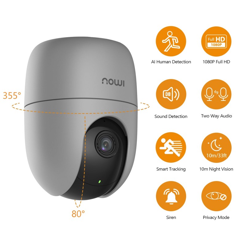 Imou 360° 1080P Full HD Security Camera, Human Detection, Motion Tracking, 2-Way Audio, Night Vision, Dome Camera