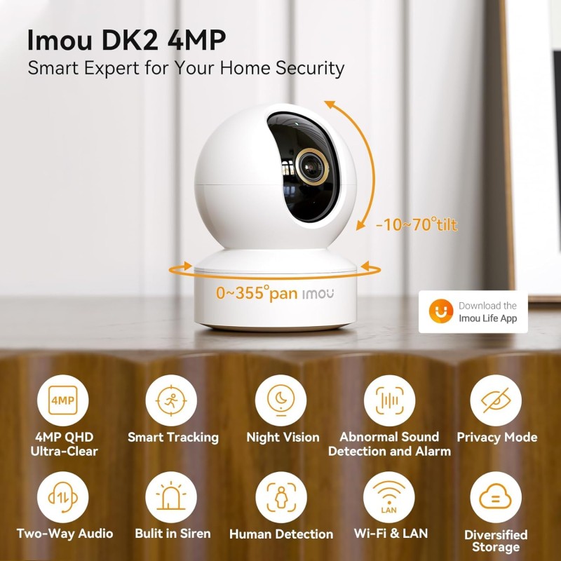 Imou 4MP 2.5K QHD Image Smart CCTV Security WiFi Camera for Home, 360° Coverage, AI Human Detection
