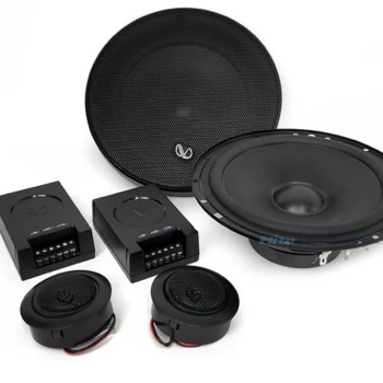 Infinity Car Component Speaker with Grille | Alpha 650C | Peak Power - 315W | RMS Power - 45W | Wired 6.5 Inch 2-Way Component Car Speaker (Black)