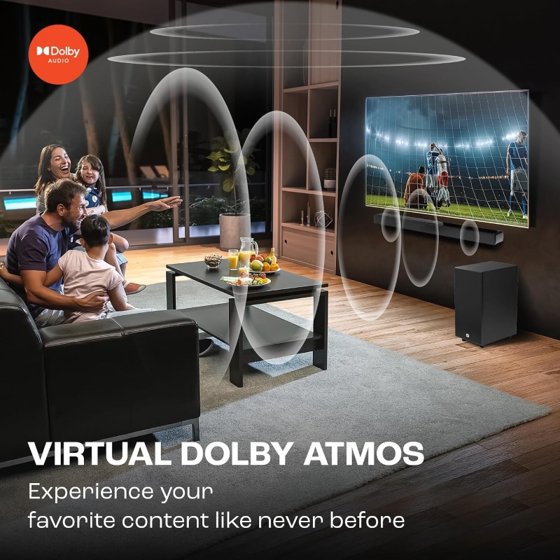 JBL Cinema SB190 Deep Bass, Dolby Atmos Soundbar with Wireless Subwoofer for Extra Deep Bass, 2.1 Channel (380W)