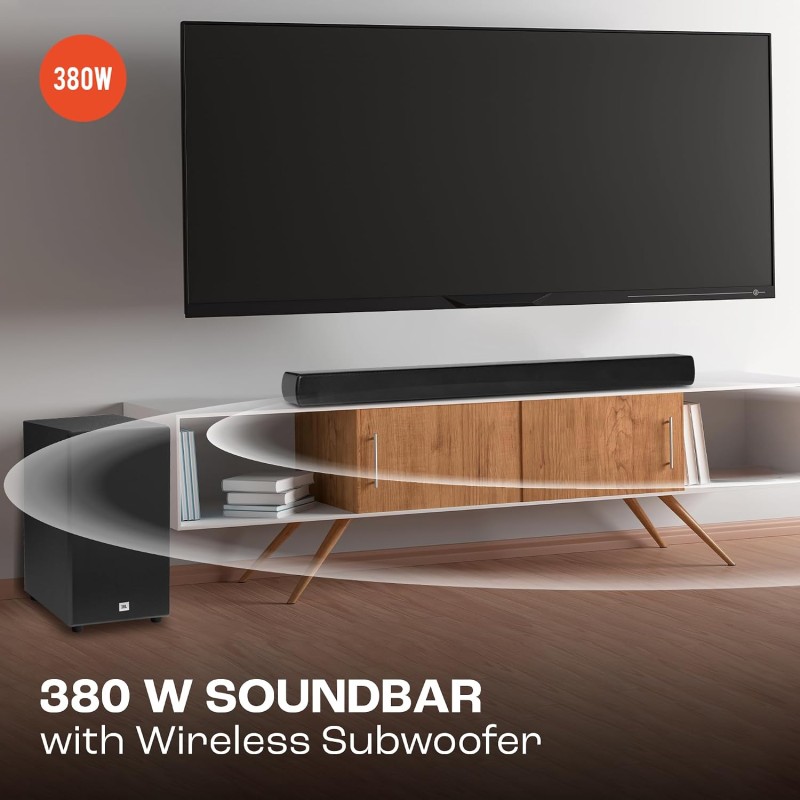 JBL Cinema SB190 Deep Bass, Dolby Atmos Soundbar with Wireless Subwoofer for Extra Deep Bass, 2.1 Channel (380W)