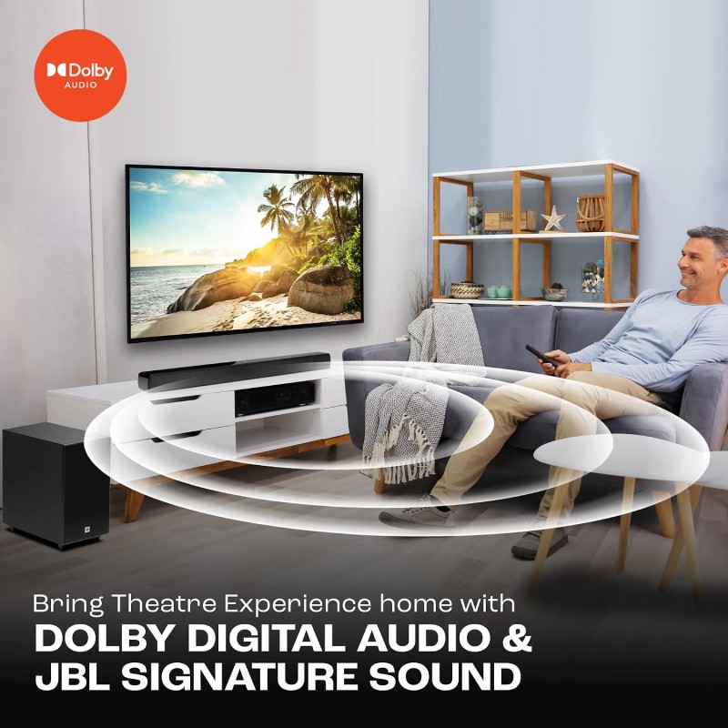 JBL Cinema SB271, Dolby Digital Soundbar with Wireless Subwoofer for Extra Deep Bass, 2.1 Channel Home Theatre (220W)