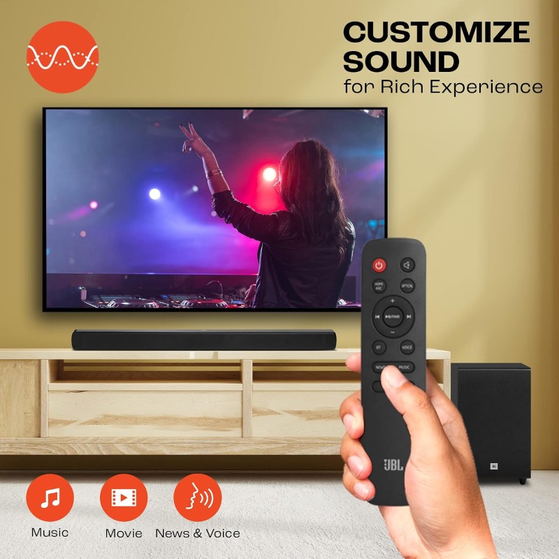 JBL Cinema SB271, Dolby Digital Soundbar with Wireless Subwoofer for Extra Deep Bass, 2.1 Channel Home Theatre (220W)