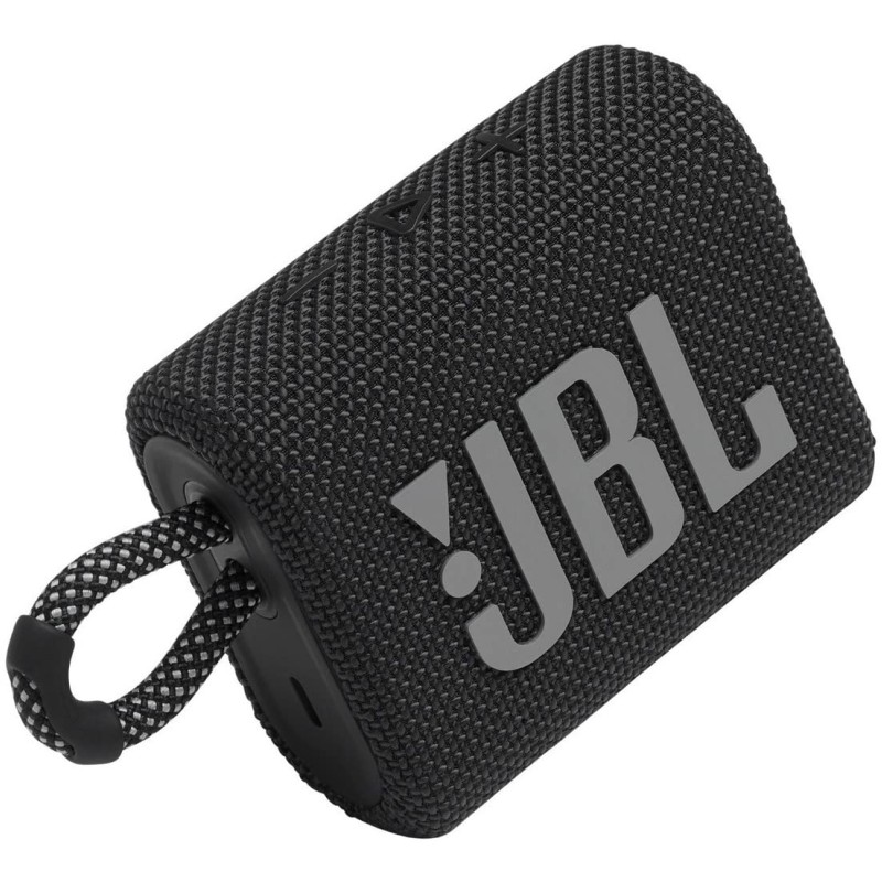 JBL Go 3 Wireless Portable Bluetooth Mini Speaker, Small Speaker with Pro Sound, Vibrant Colors with Rugged Fabric Design, Lightweight IP67 Waterproof, Type C Interface (Without Mic, Black)