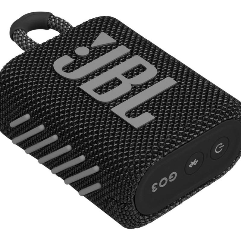 JBL Go 3 Wireless Portable Bluetooth Mini Speaker, Small Speaker with Pro Sound, Vibrant Colors with Rugged Fabric Design, Lightweight IP67 Waterproof, Type C Interface (Without Mic, Black)