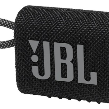JBL Go 3 Wireless Portable Bluetooth Mini Speaker, Small Speaker with Pro Sound, Vibrant Colors with Rugged Fabric Design, Lightweight IP67 Waterproof, Type C Interface (Without Mic, Black)