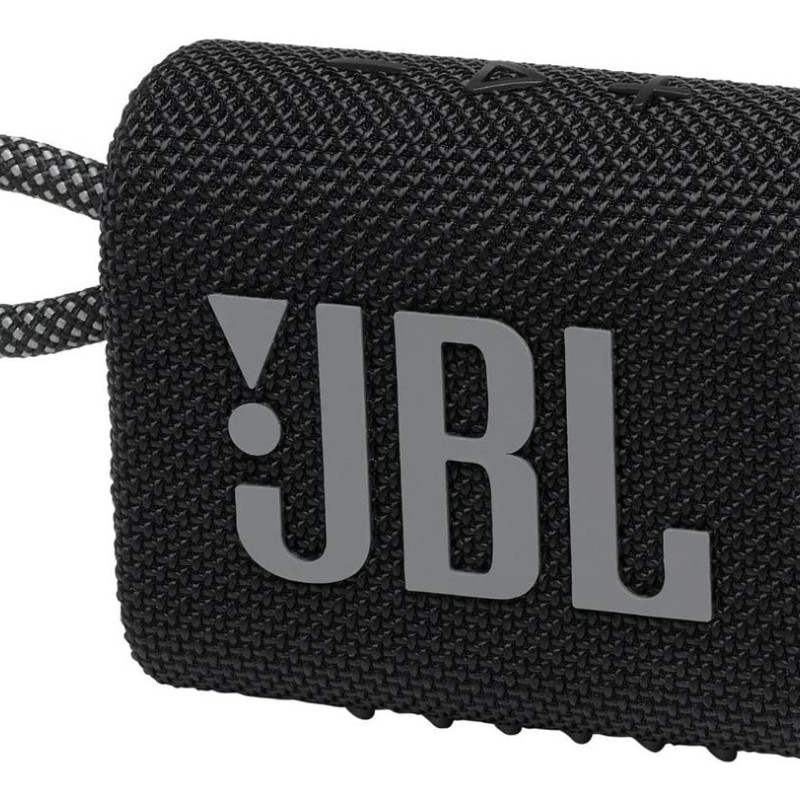 JBL Go 3 Wireless Portable Bluetooth Mini Speaker, Small Speaker with Pro Sound, Vibrant Colors with Rugged Fabric Design, Lightweight IP67 Waterproof, Type C Interface (Without Mic, Black)