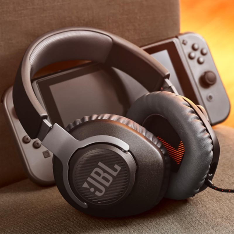 JBL Quantum 100 Wired Over Ear Gaming Headphones with Mic, 40mm Realistic Dynamic Drivers, Detachable Boom Mic, 1kHz Sensitivity, Memory Foam Cushioning, PC/Mobile/PS/Xbox/Nintendo/VR Compatible-Black