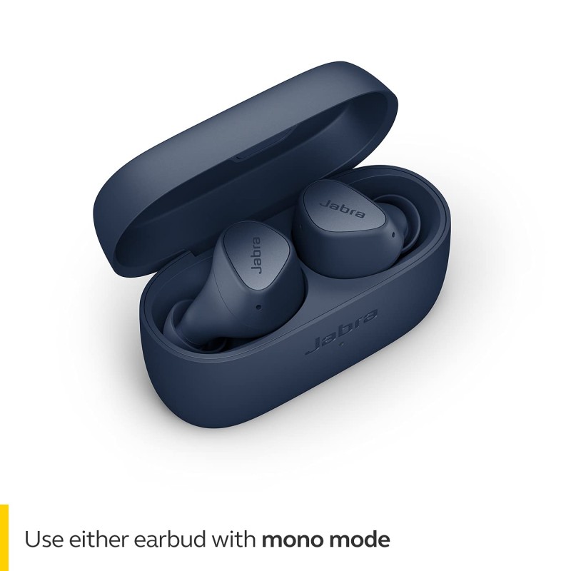 Jabra Elite 3 in Ear True Wireless Earbuds Noise Isolating with 4 Built-in Microphones for Clear Calls, with Fast Charging & Up to 28Hrs, Rich Bass, Customizable Sound, Mono Mode-Navy