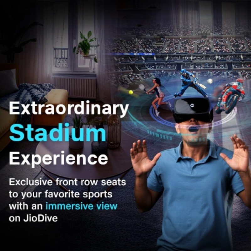 JioDive VR Headset | Immersive 360° Viewing Experience | Live Sports, Movies, TV Shows & Live TV Channels | VR Games & YouTube 360 | Black