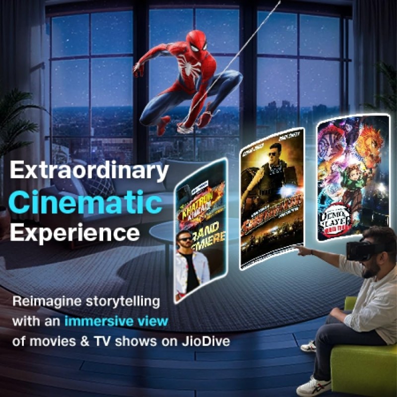 JioDive VR Headset | Immersive 360° Viewing Experience | Live Sports, Movies, TV Shows & Live TV Channels | VR Games & YouTube 360 | Black