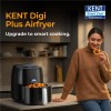 KENT Digi Plus Air Fryer | 4L Capacity & 1300W | Fry, Grill, Roast & Bake | Digital Display & Touch Control Panel | Rapid Heating Black